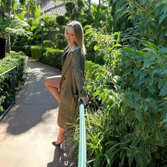 Zadig & Voltaire Trench Coat Medium Green La Parisienne Lyocell Military Belted - Picture 15 of 16